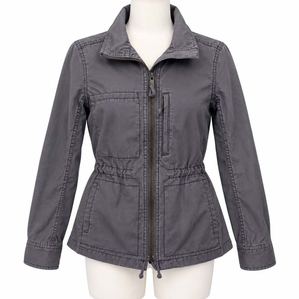 Madewell Utility Field Jacket Women S Gray Cotton Military Cargo Zip